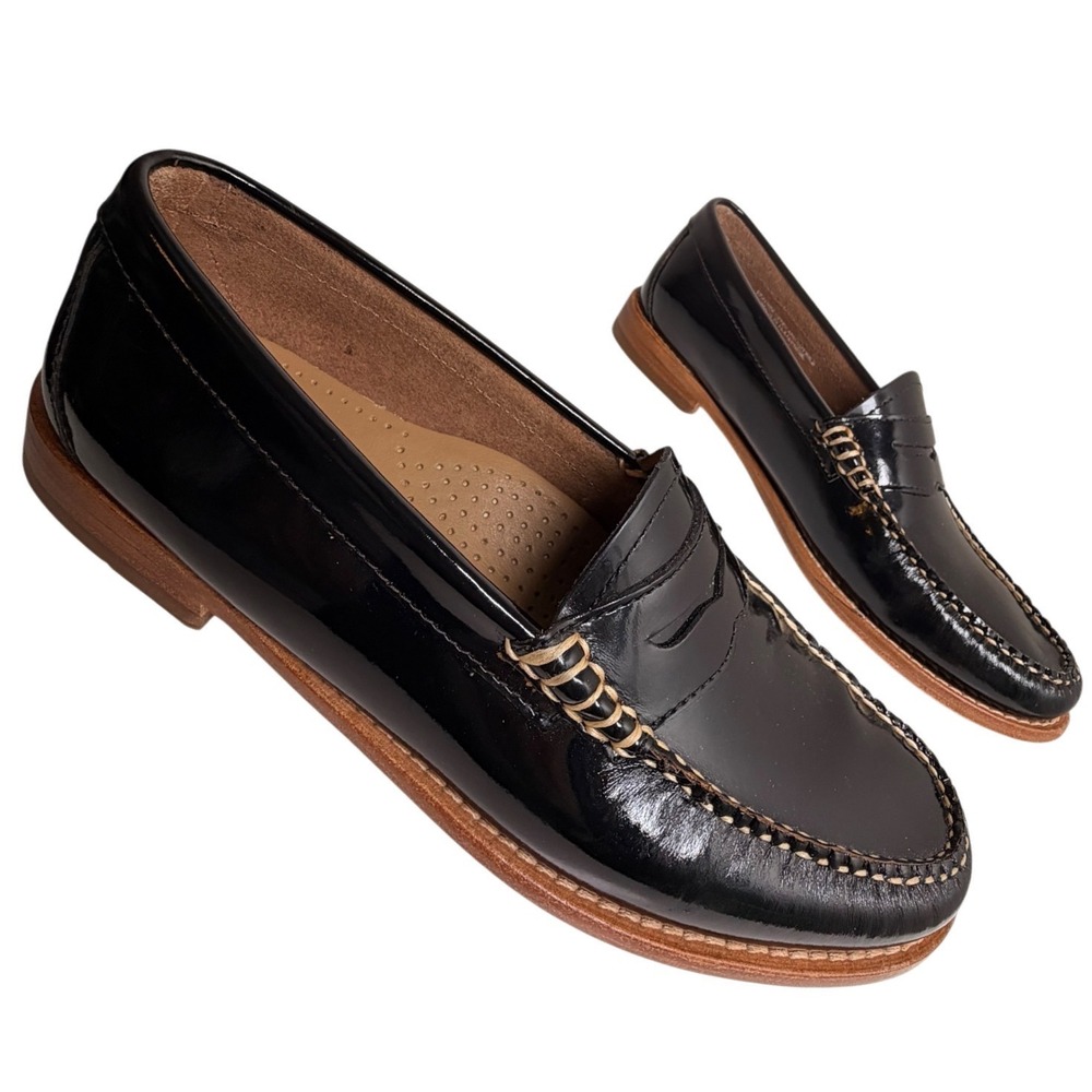 G.H. Bass Weejuns Whitney Penny Loafers Black Patent Leather Size 8M - Picture 2 of 16